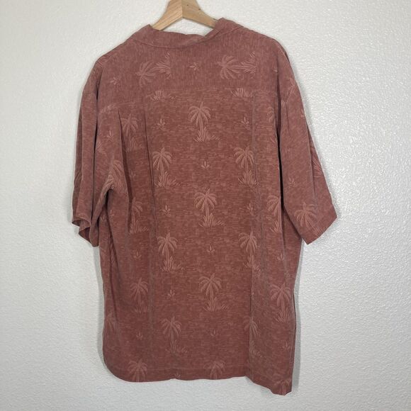 Tommy Bahama Shirt Mens Large Silk Camp Hawaiian Palm Jacquard Short Sleeve - Picture 12 of 13